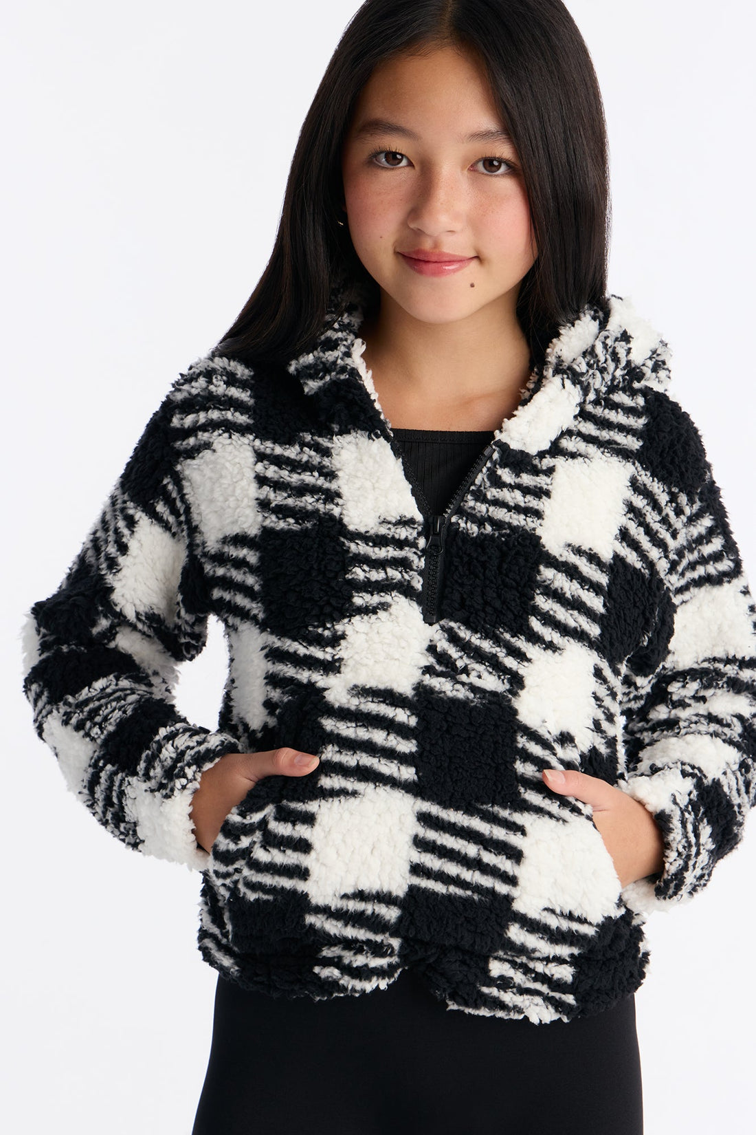 Mini Print Sherpa Fleece Lined Legging Set II - Black/combo