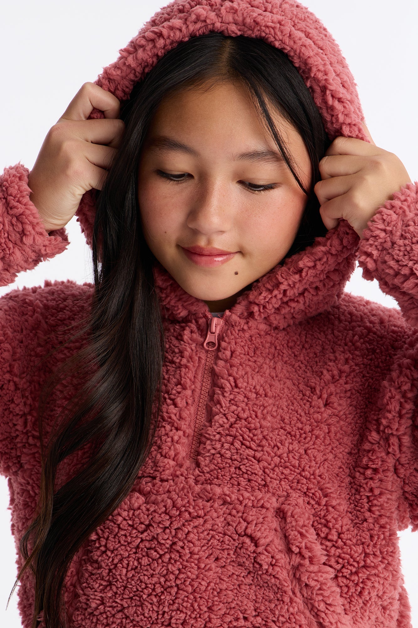 Mini Solid Sherpa Fleece Lined Legging Set II - Rose