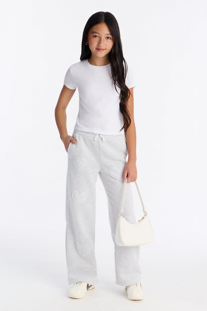 Mini In My Heart Wide Leg Pants - Heather Grey