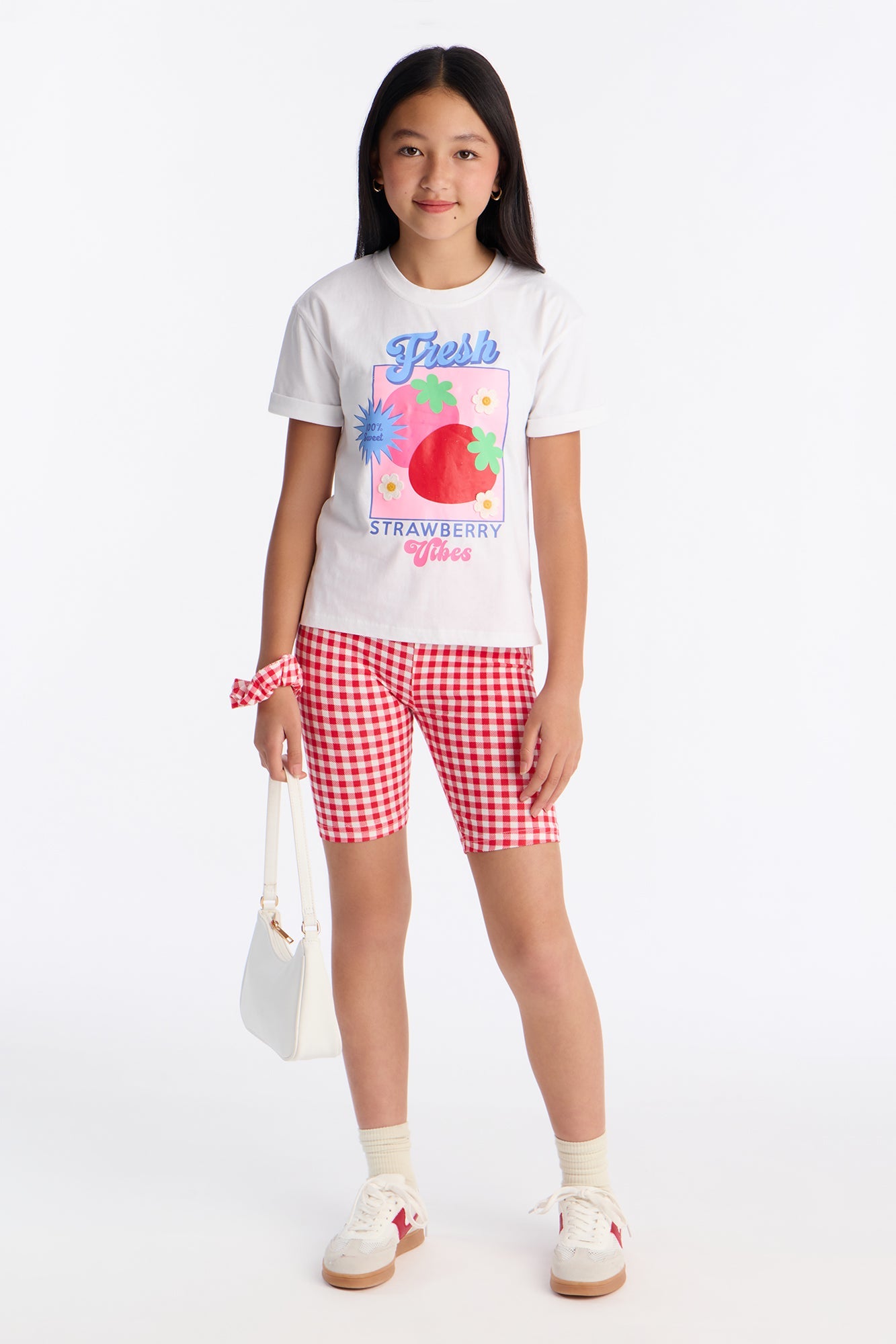 Mini Fresh Strawberry Bike Short Set - White/combo