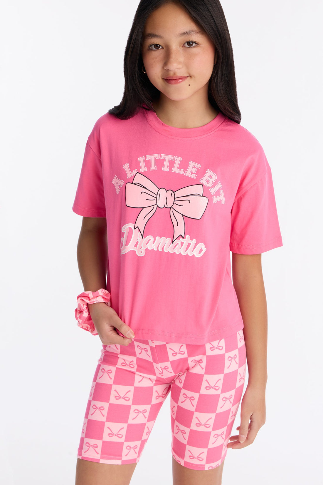 Mini A Little Bit Dramatic Bike Short Set - Pink
