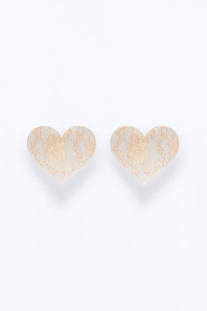 Lace My Love Heart Shaped Pasties - Nude