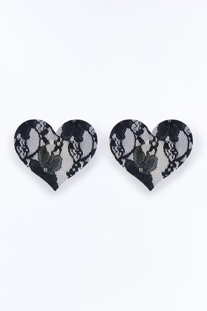 Lace My Love Heart Shaped Pasties - Black