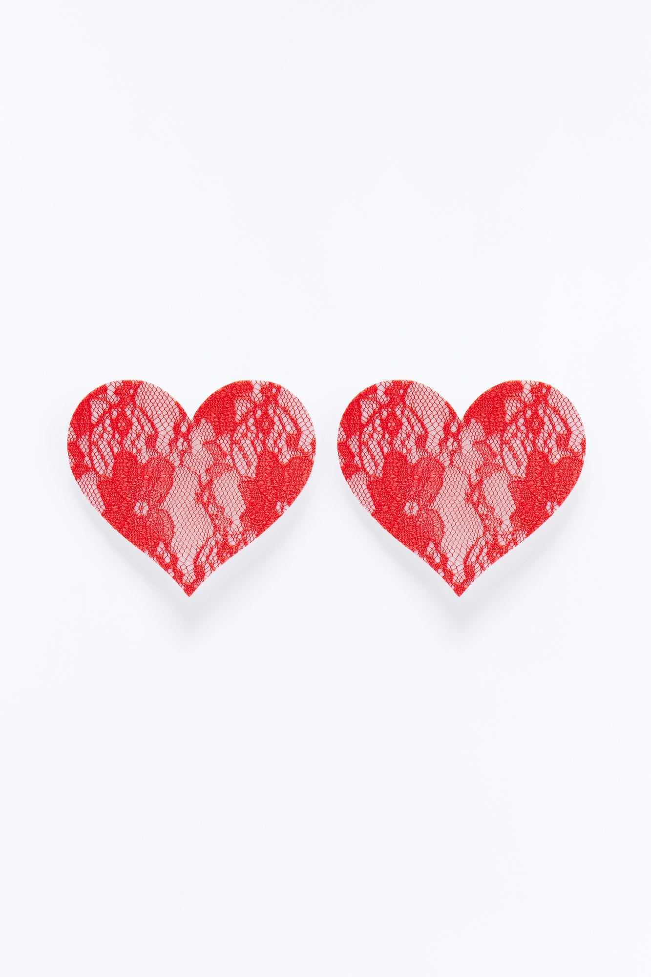 Lace My Love Heart Shaped Pasties - Red