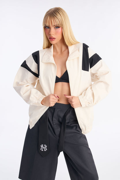 Always On The Move Windbreaker - White/Black