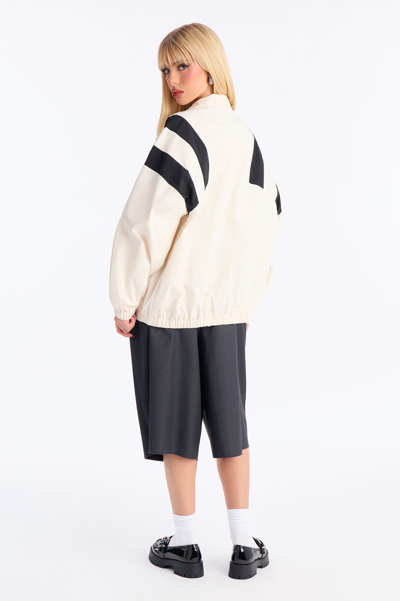 Always On The Move Windbreaker - White/Black