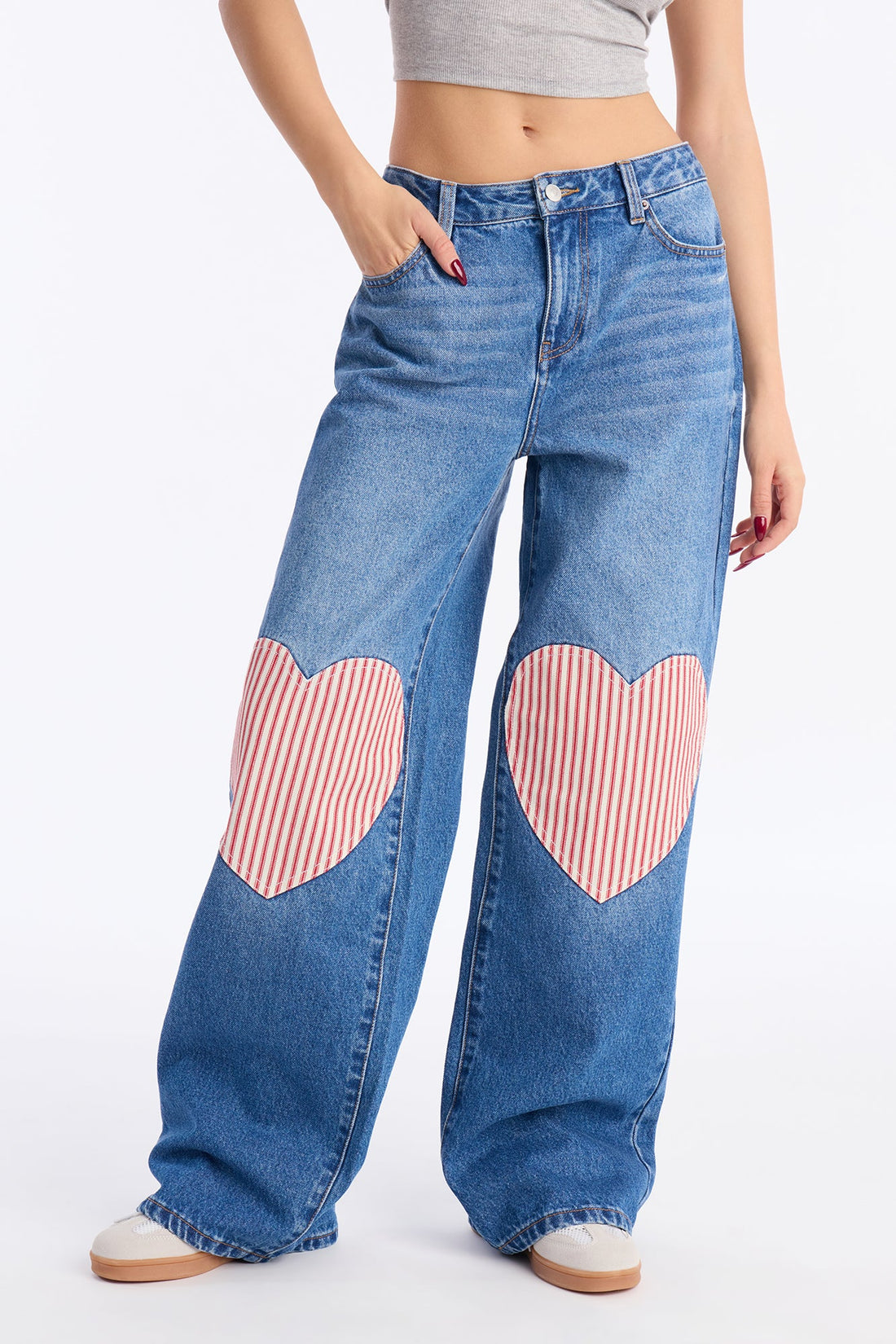 Follow Your Heart Wide Leg Jeans - Medium Wash