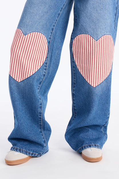 Follow Your Heart Wide Leg Jeans - Medium Wash