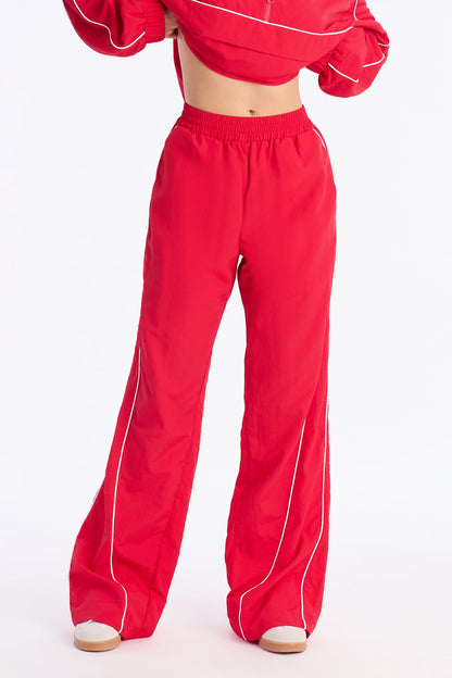 Around The Track Windbreaker Track Pants - Red/combo