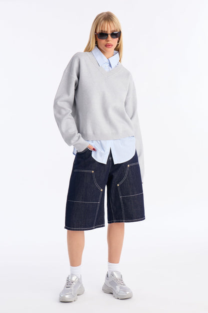 Cardiff Utility Denim Jorts - Dark Wash