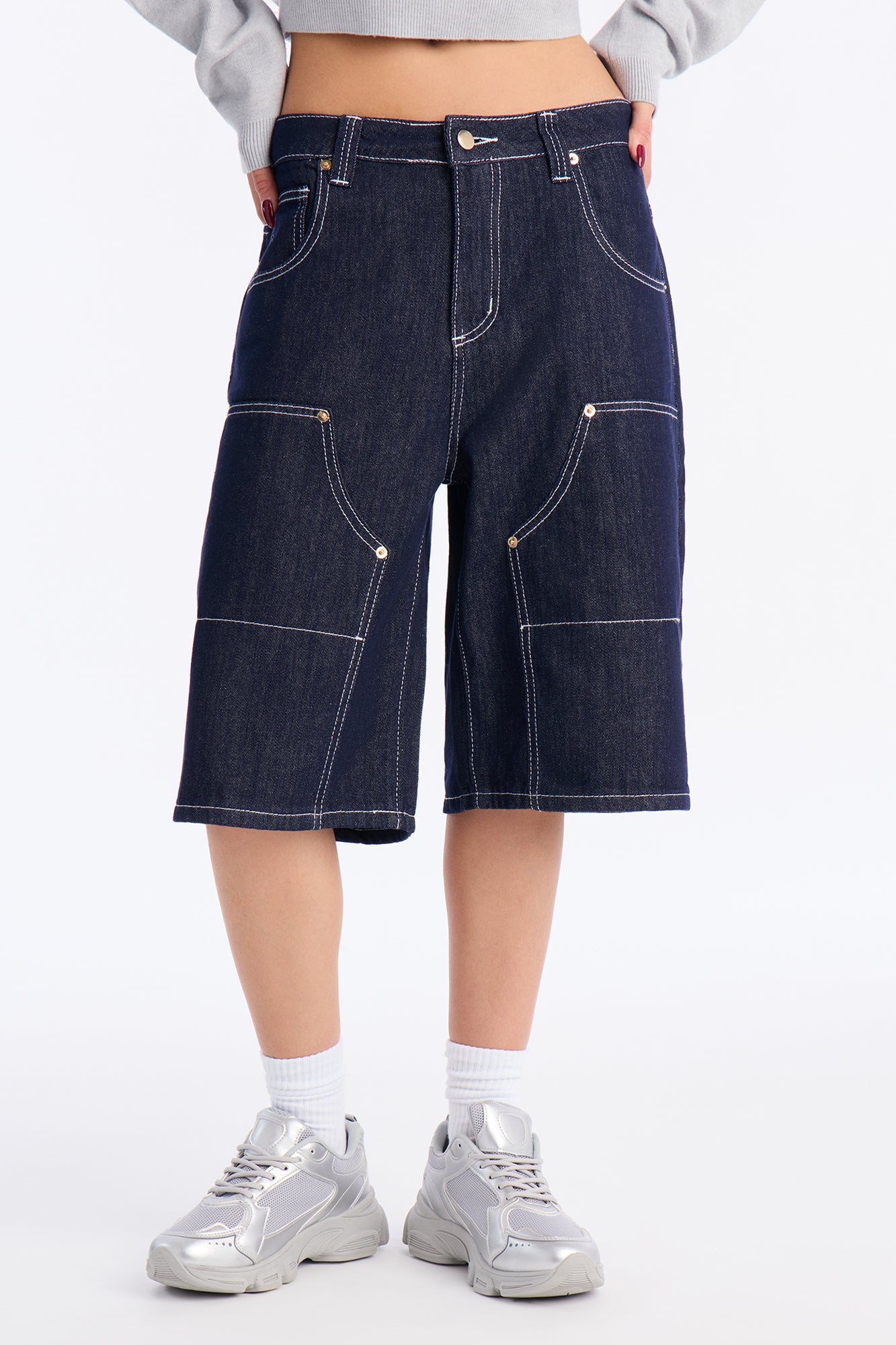 Cardiff Utility Denim Jorts - Dark Wash