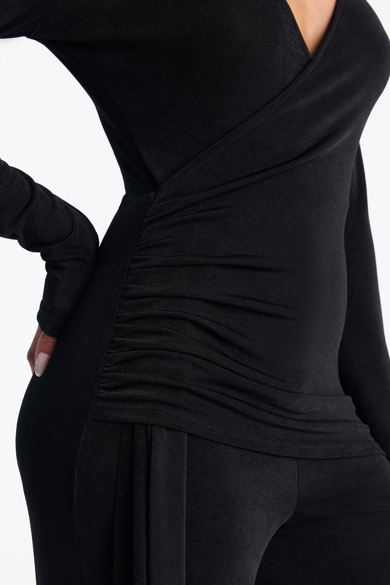 Zoe Wrap Draped Wide Leg Jumpsuit - Black