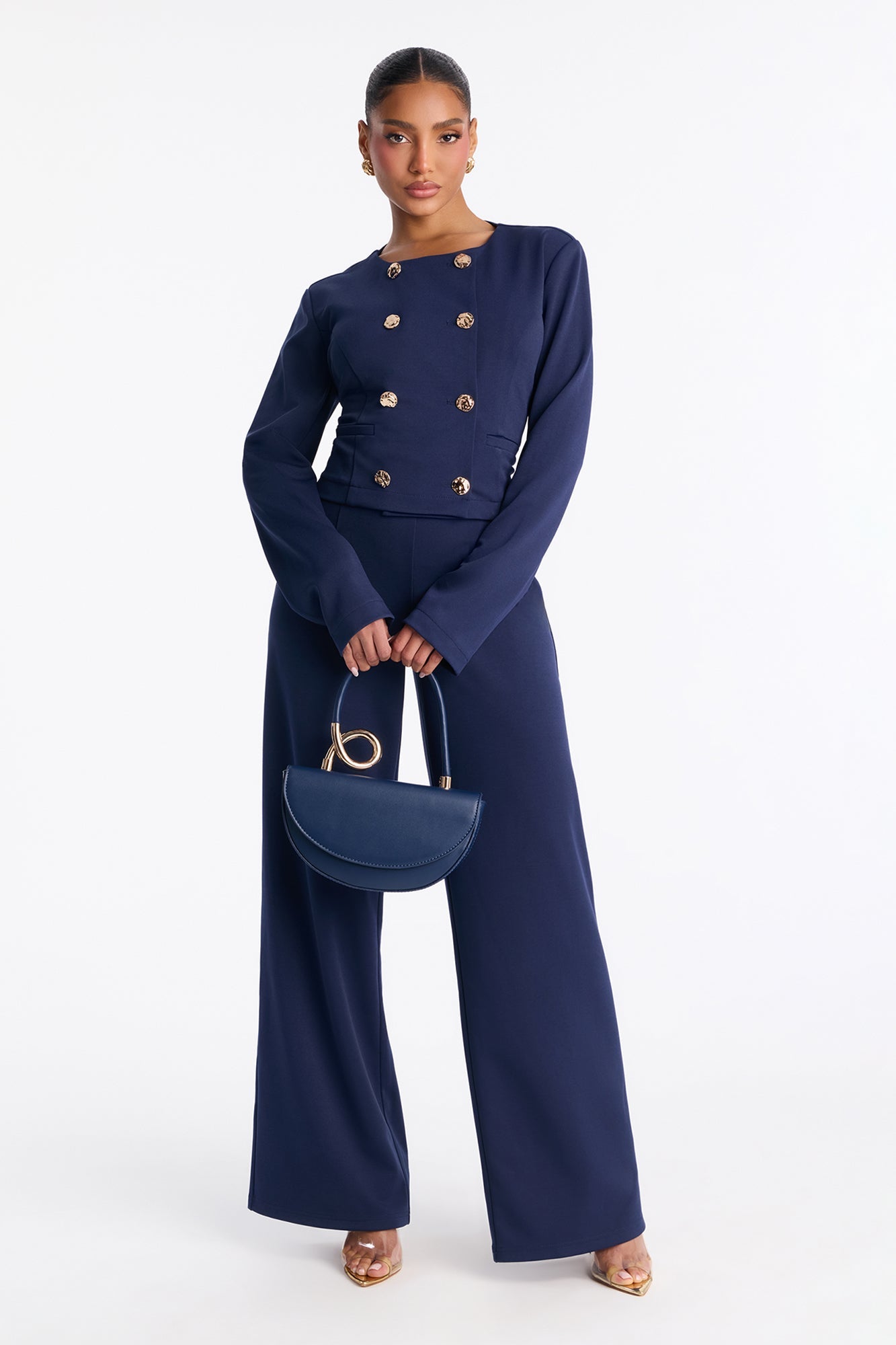 Sandra Blazer Pant Set - Navy