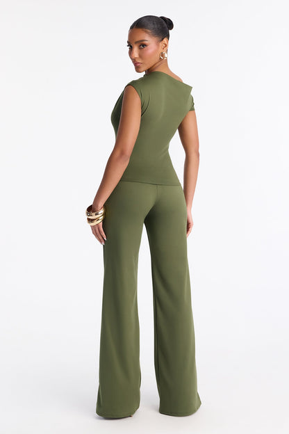 Aspen Straight Leg Pant Set - Olive