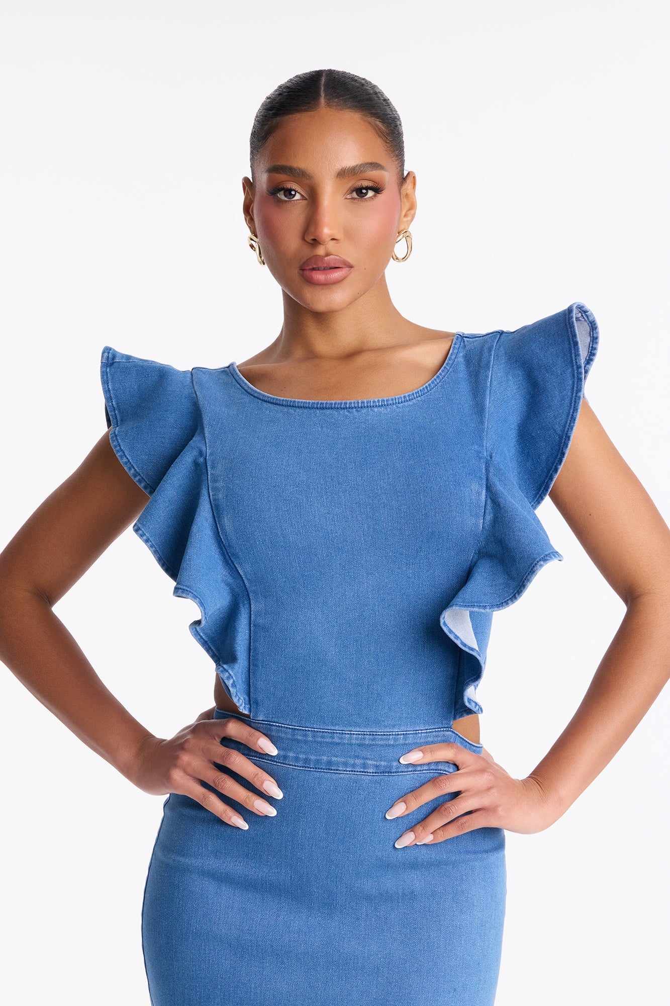 Alishia Denim Midi Dress - Medium Wash