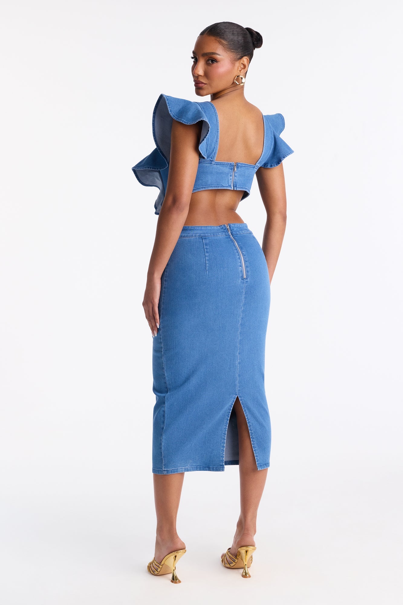 Alishia Denim Midi Dress - Medium Wash