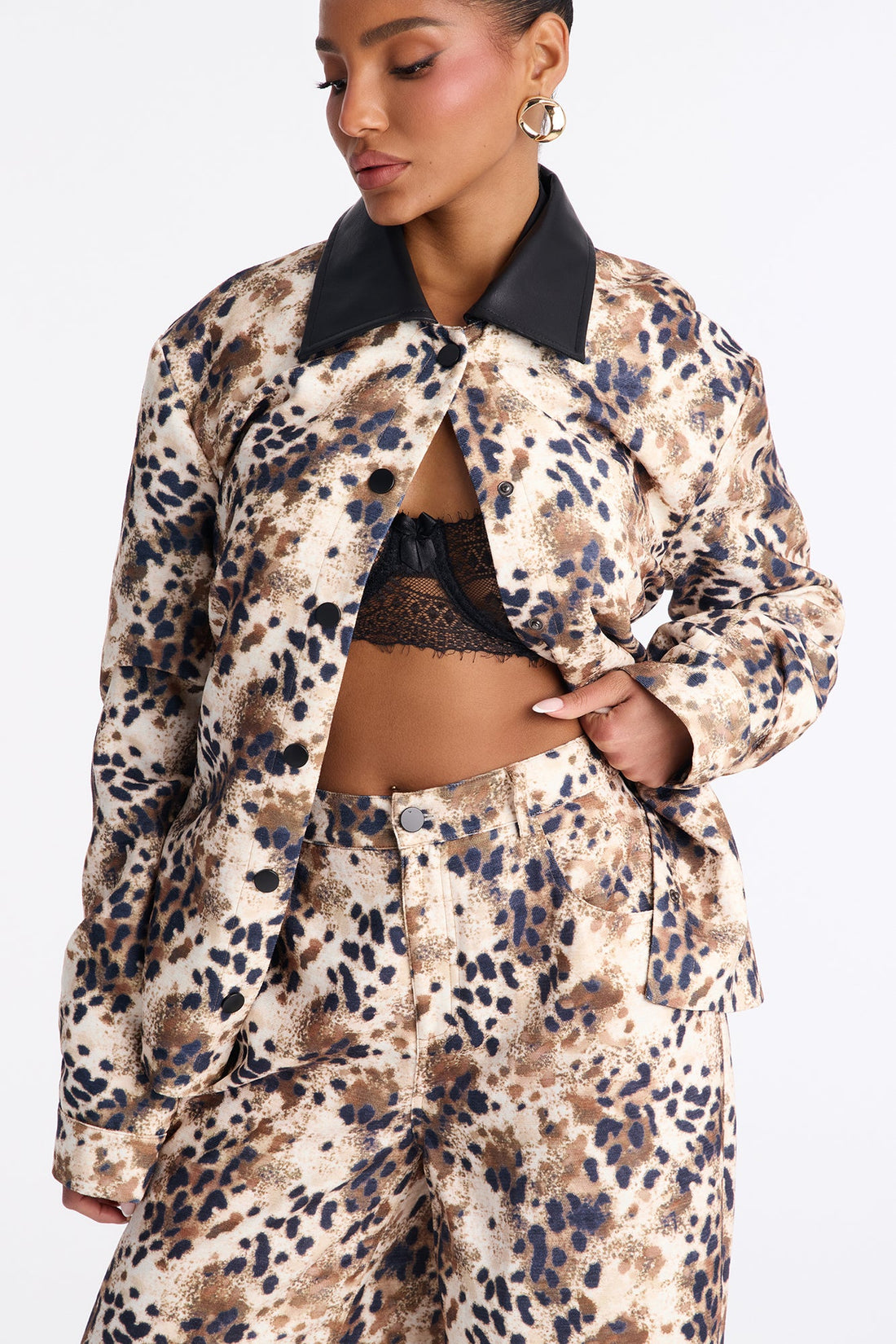 Caught In The Wild Animal Print Pant Set - Brown Combo