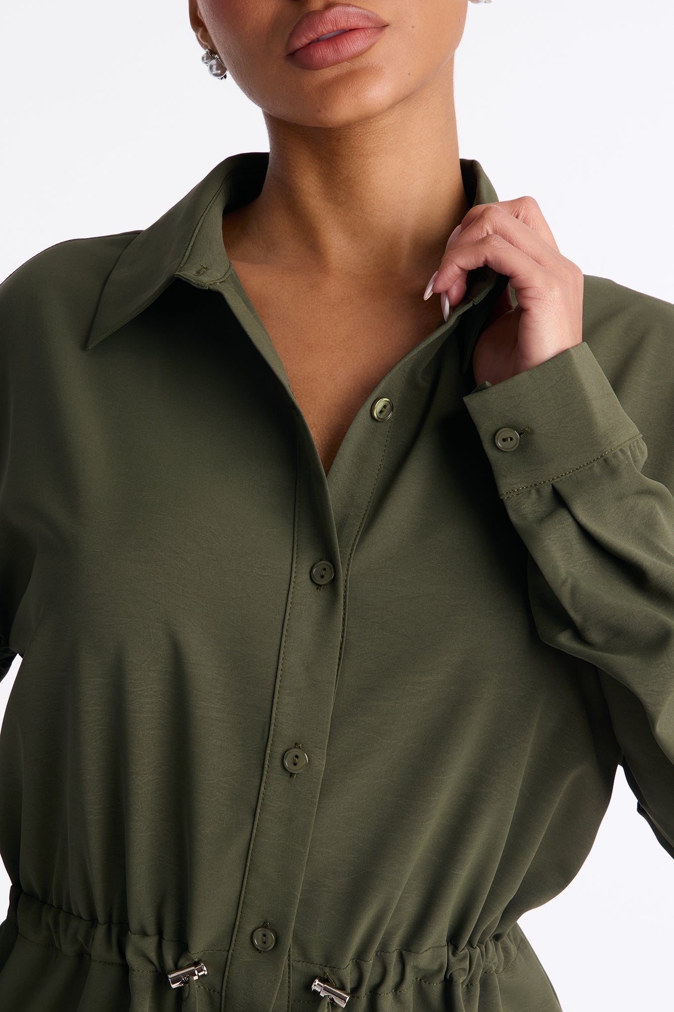 On A Safari Tie Waist Pant Set - Olive