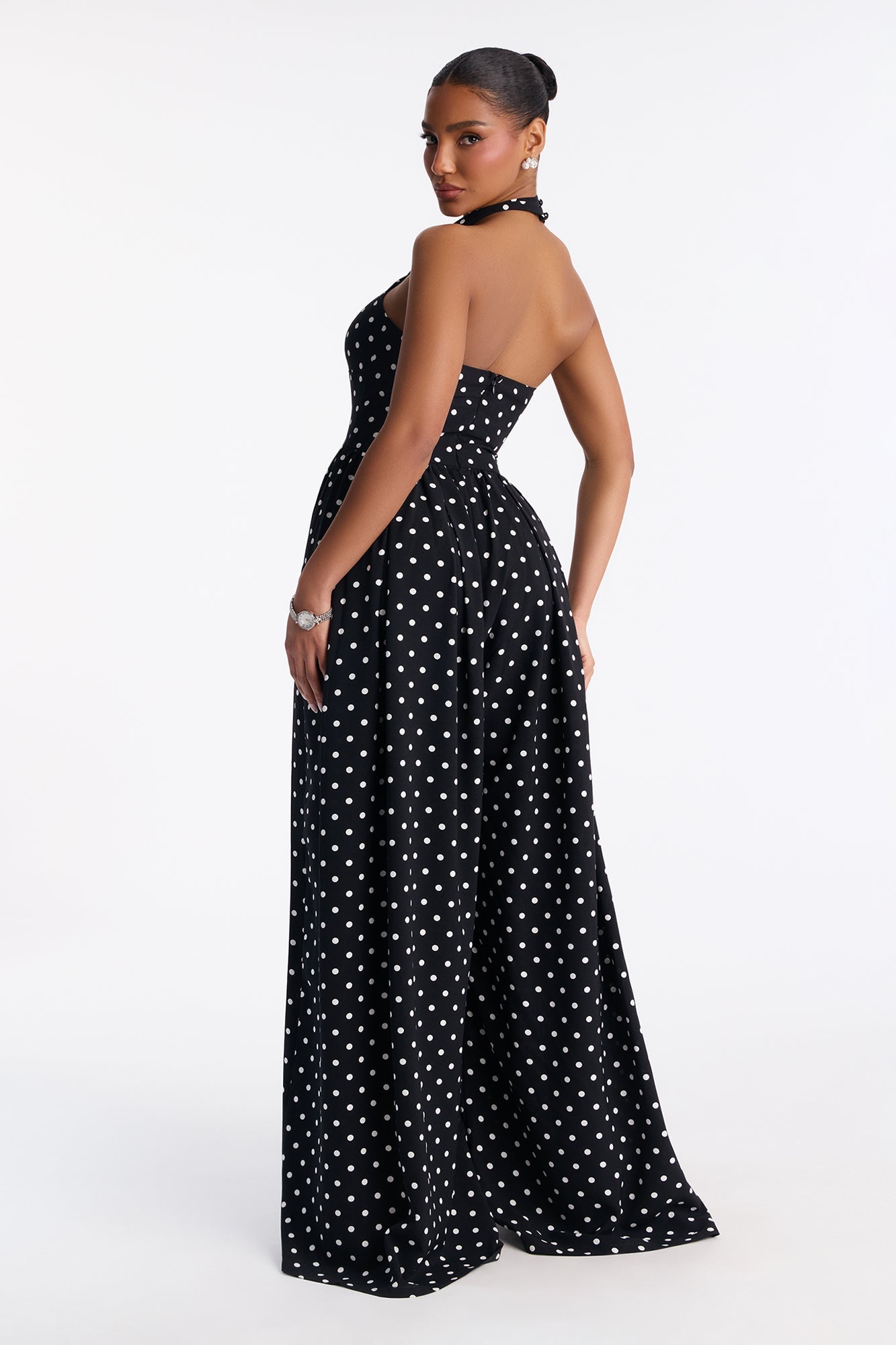 Lighter Than Air Polka Dot Jumpsuit - Black/White