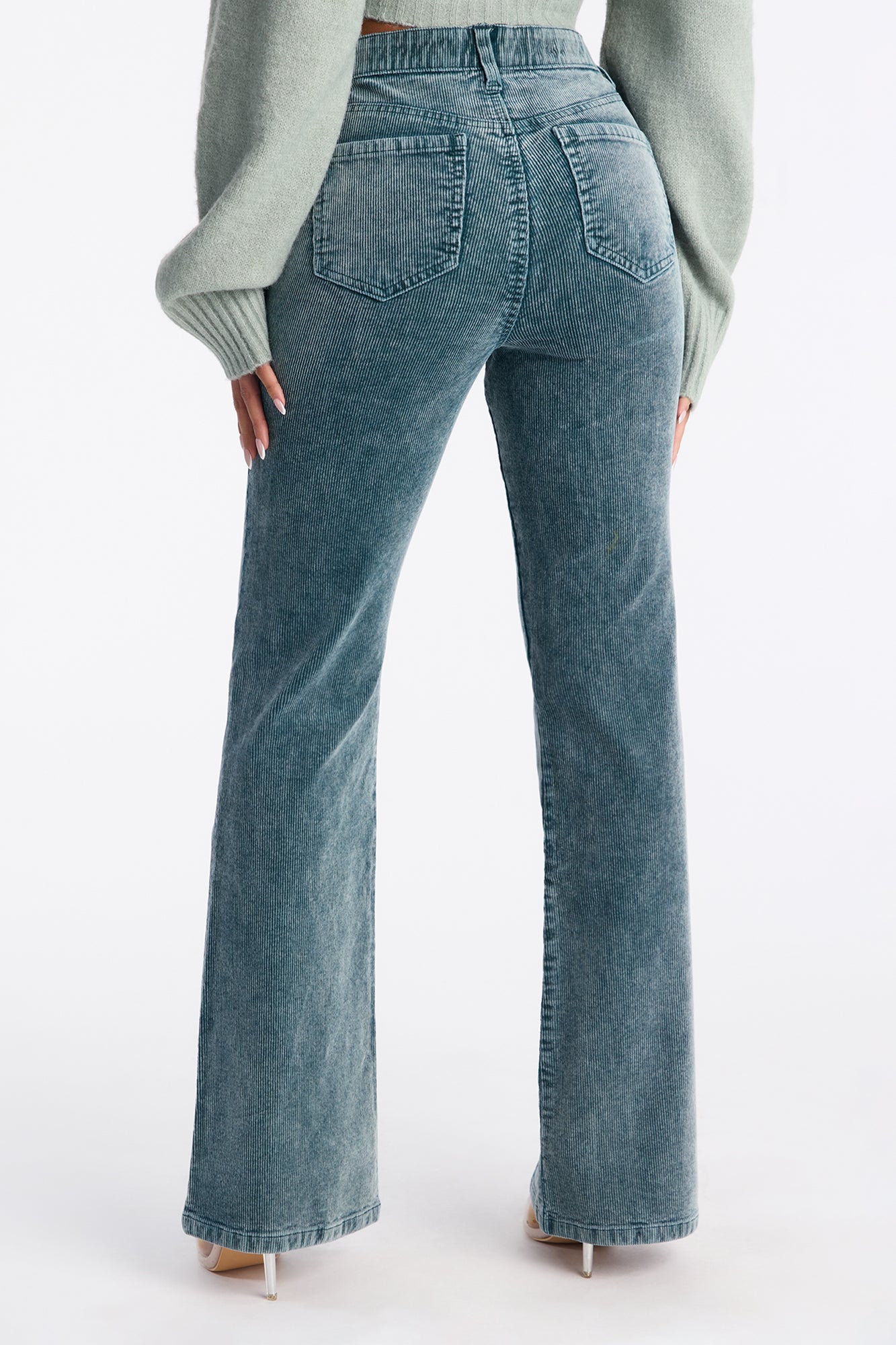 Francia Washed Corduroy Flare Pant - Hunter Green