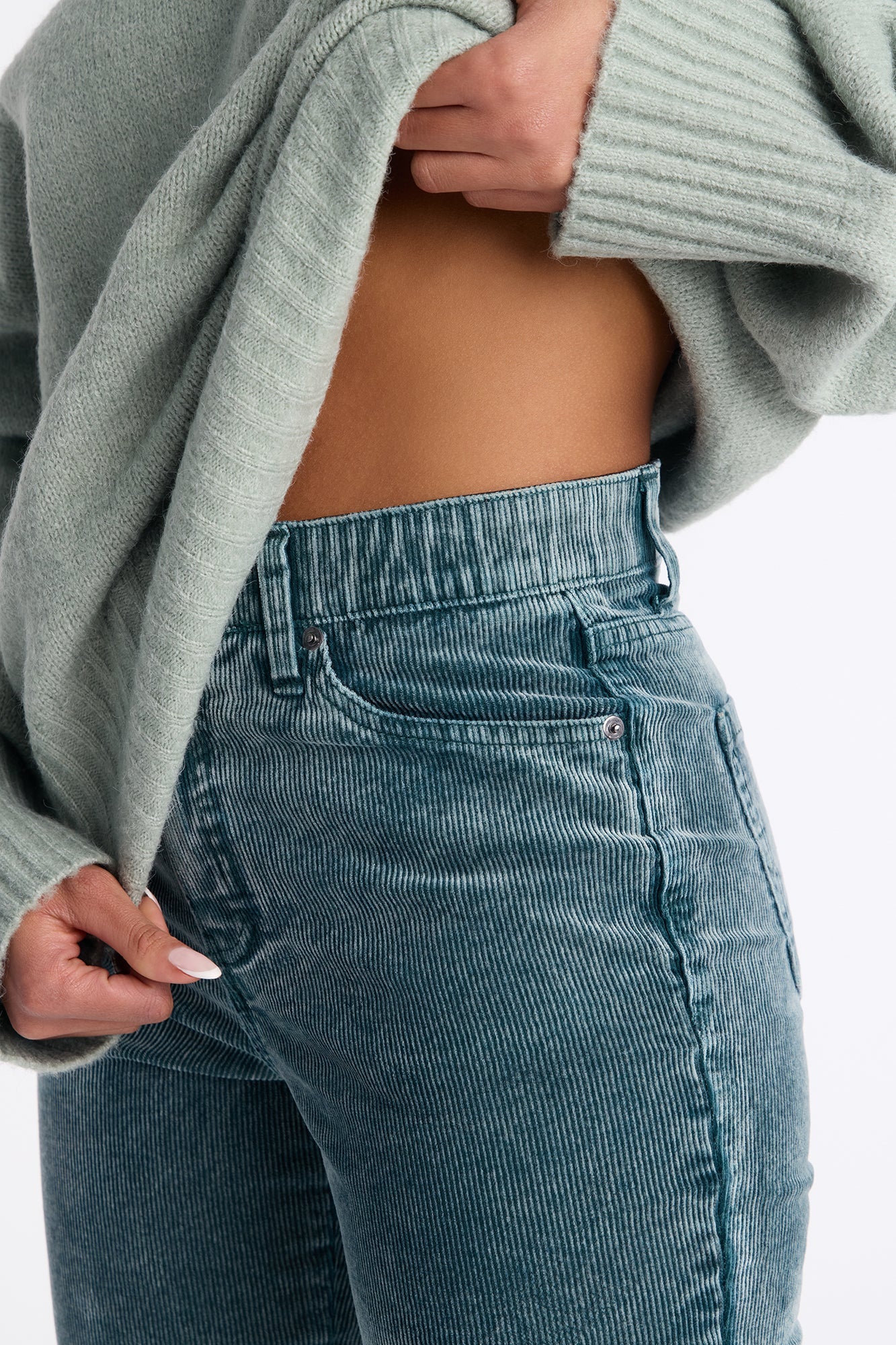 Francia Washed Corduroy Flare Pant - Hunter Green