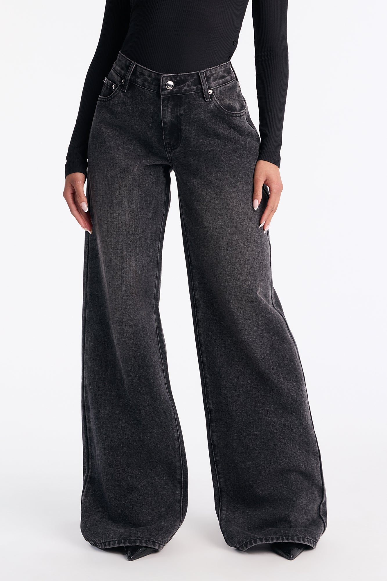 Tall Westside Low Rise Wide Leg Jean - Black Wash