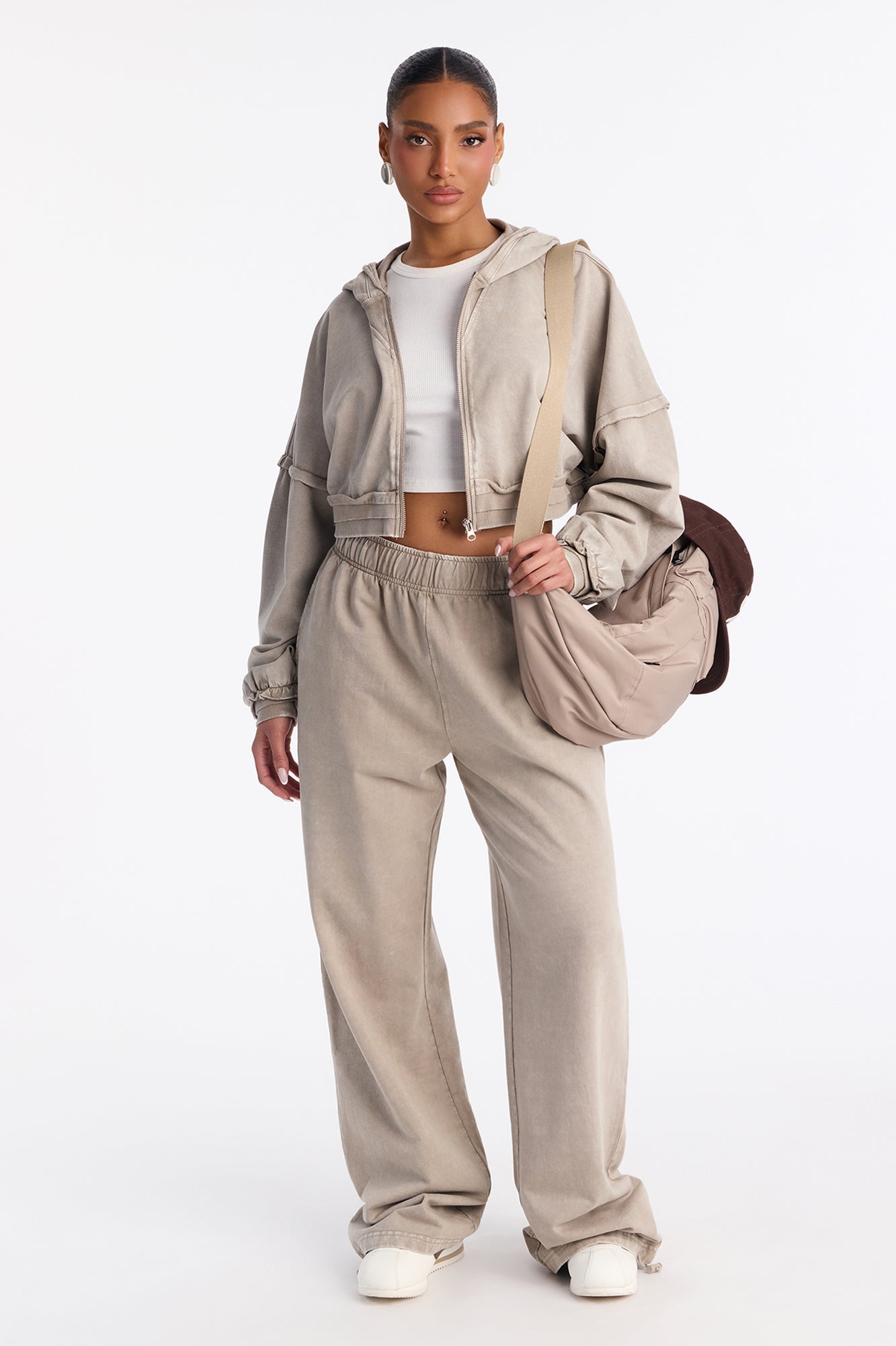 Keep It Cute Fold Waist Jogger - Stone