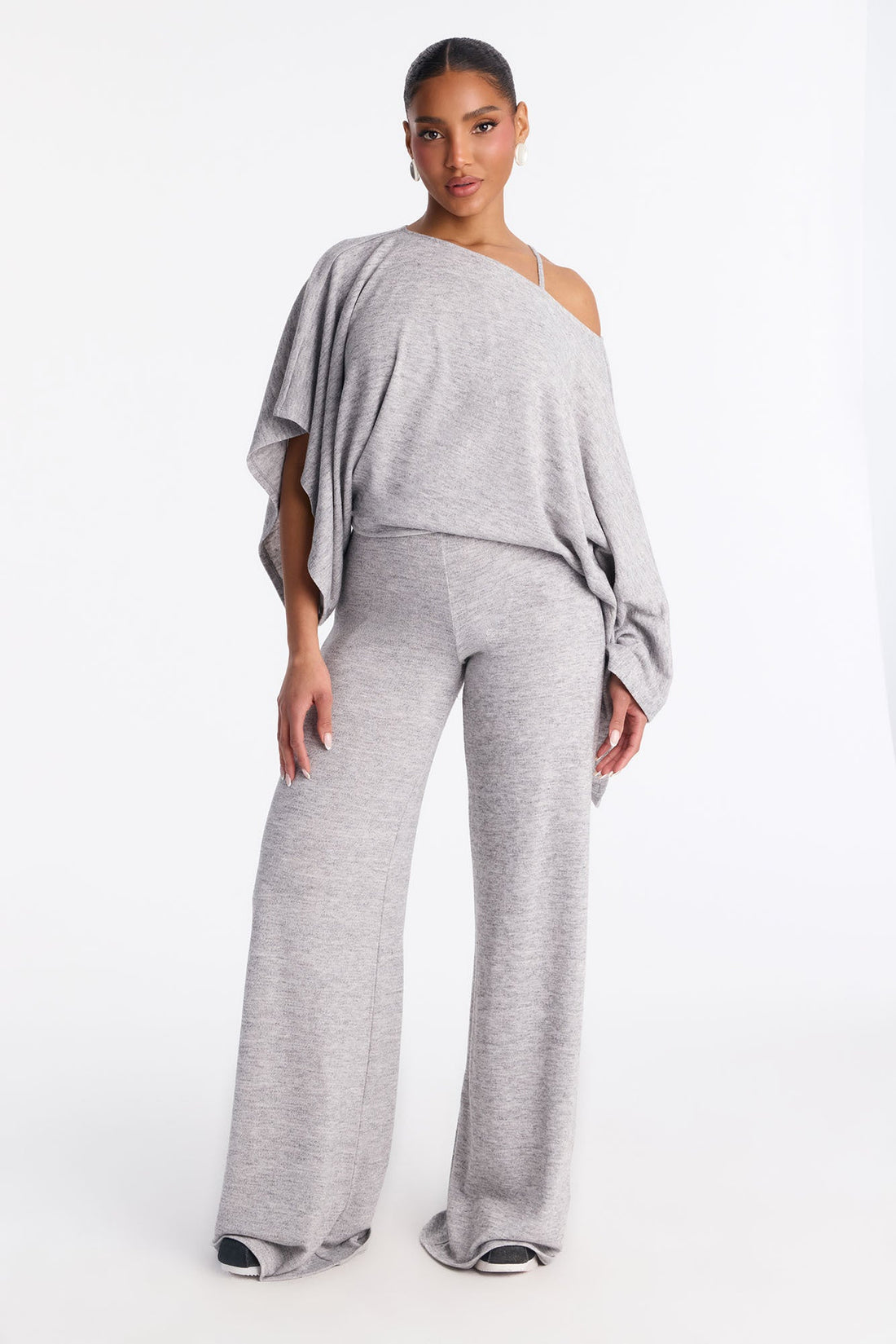Cozy Sunday Wide Leg 2 Piece Jumpsuit - Heather Grey