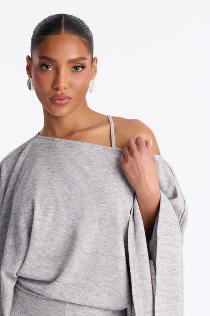 Cozy Sunday Wide Leg 2 Piece Jumpsuit - Heather Grey