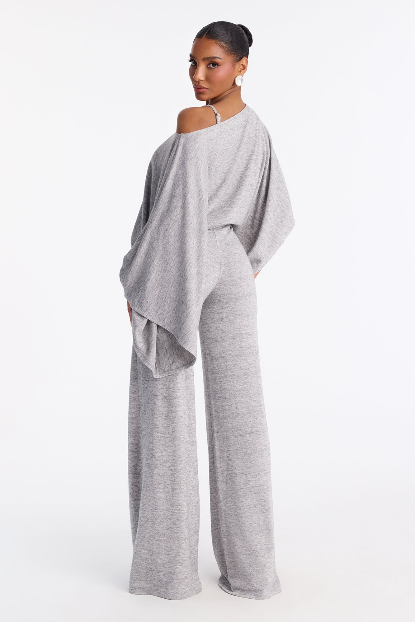 Cozy Sunday Wide Leg 2 Piece Jumpsuit - Heather Grey