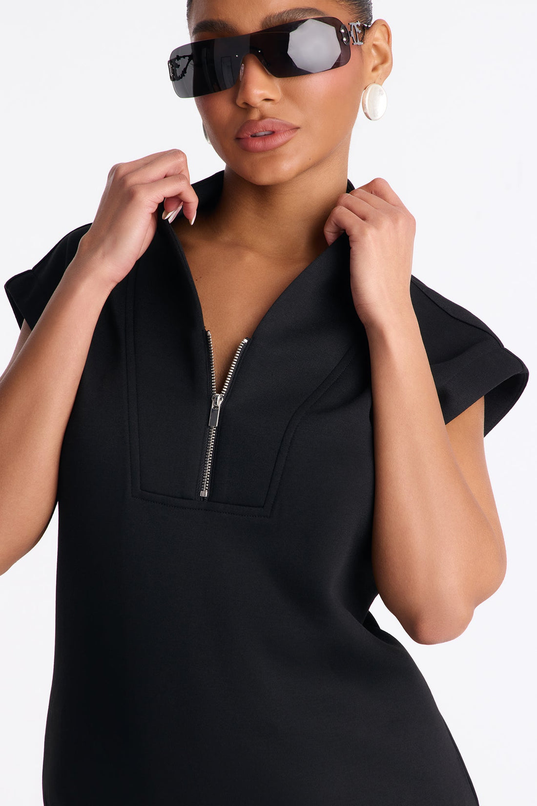 Shea Quarter Zip Sleeveless Pant Set - Black