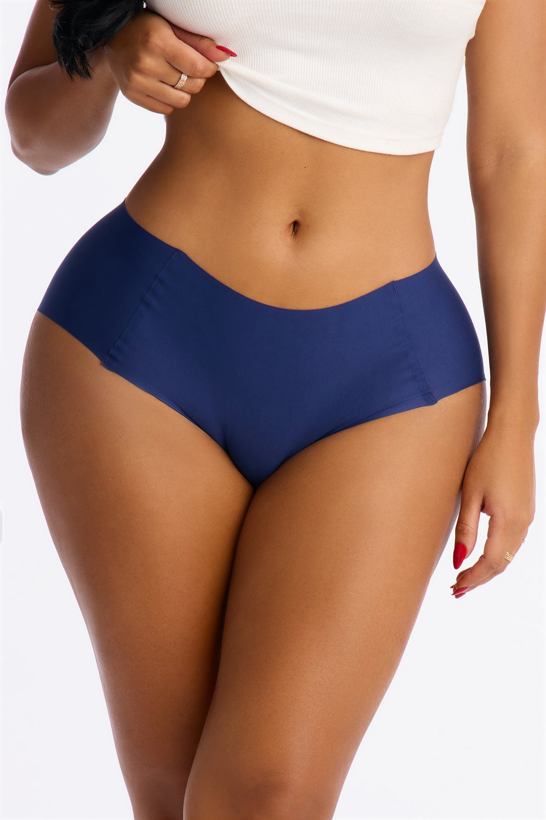 Smoothing No Show Mid Waist Brief - Navy