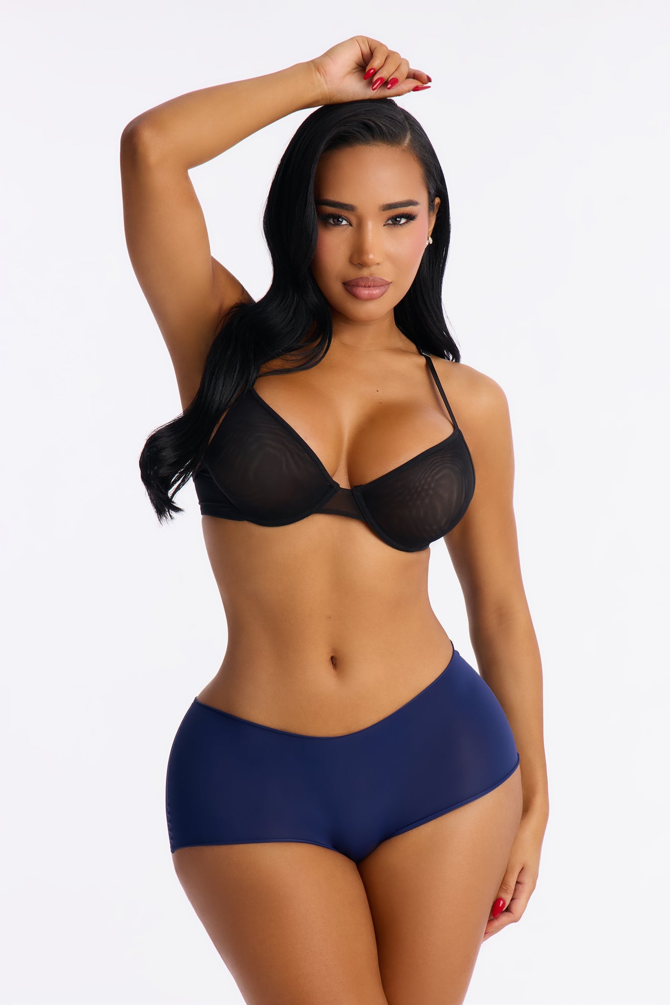 Nova Microfiber No-Show Boyshort Panty - Navy
