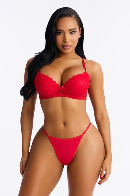 Scarlett Embellished Heart G String - Red