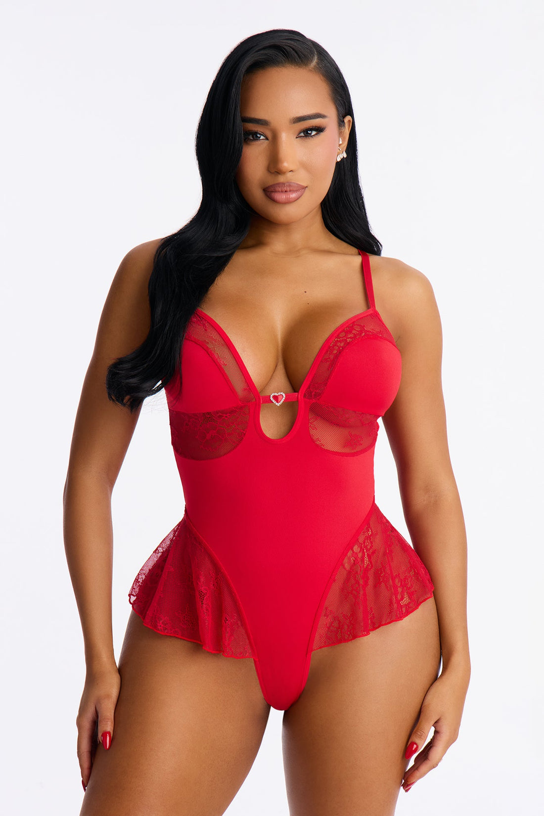Just Us Lace Teddy - Red