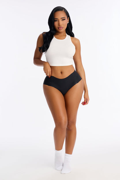 Smoothing No Show Mid Waist Brief - Black