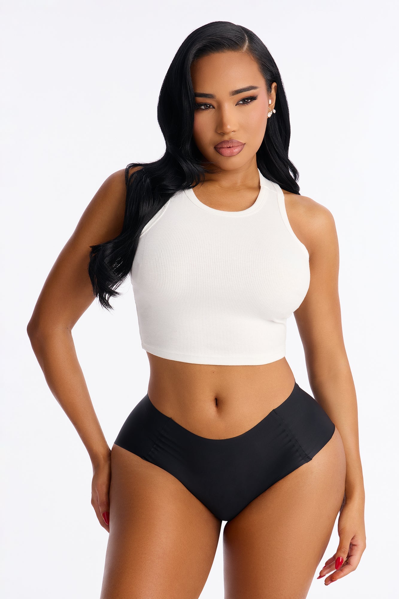 Smoothing No Show Mid Waist Brief - Black