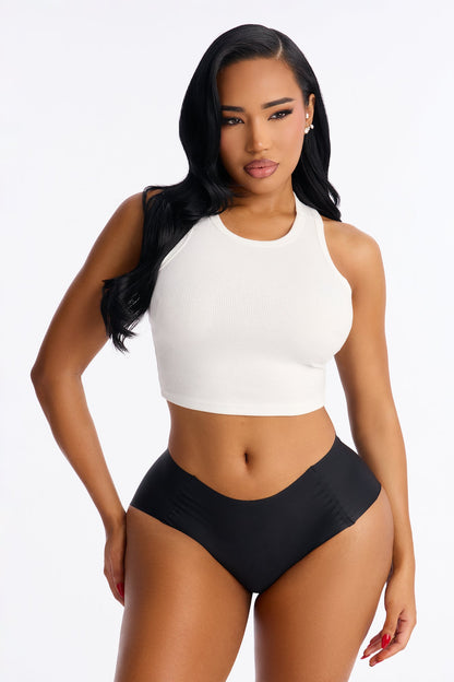 Smoothing No Show Mid Waist Brief - Black