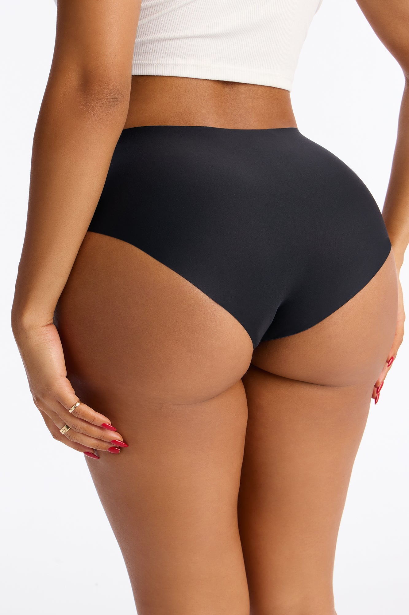Smoothing No Show Mid Waist Brief - Black