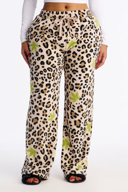 Too Wild Leopard Plush PJ Pants - Leopard
