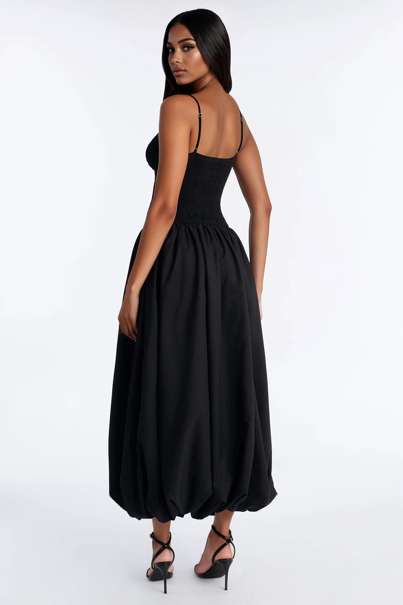 Sweet Daze Smocked Bubble Maxi Dress - Black