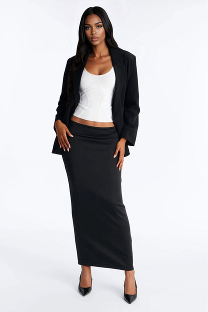 Danielle Scuba Column Maxi Skirt - Black