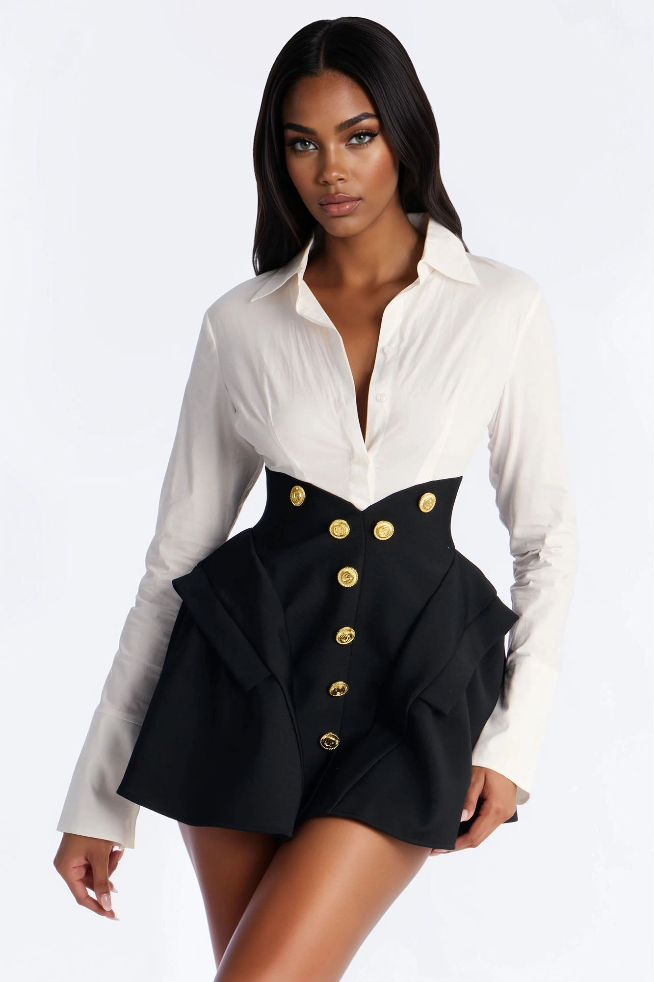 Secured The Bag Bandage Micro Mini Dress - Black/White