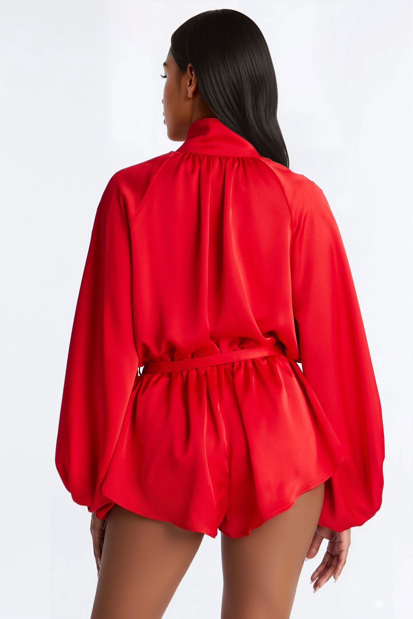 Sia Satin Collar Romper - Red