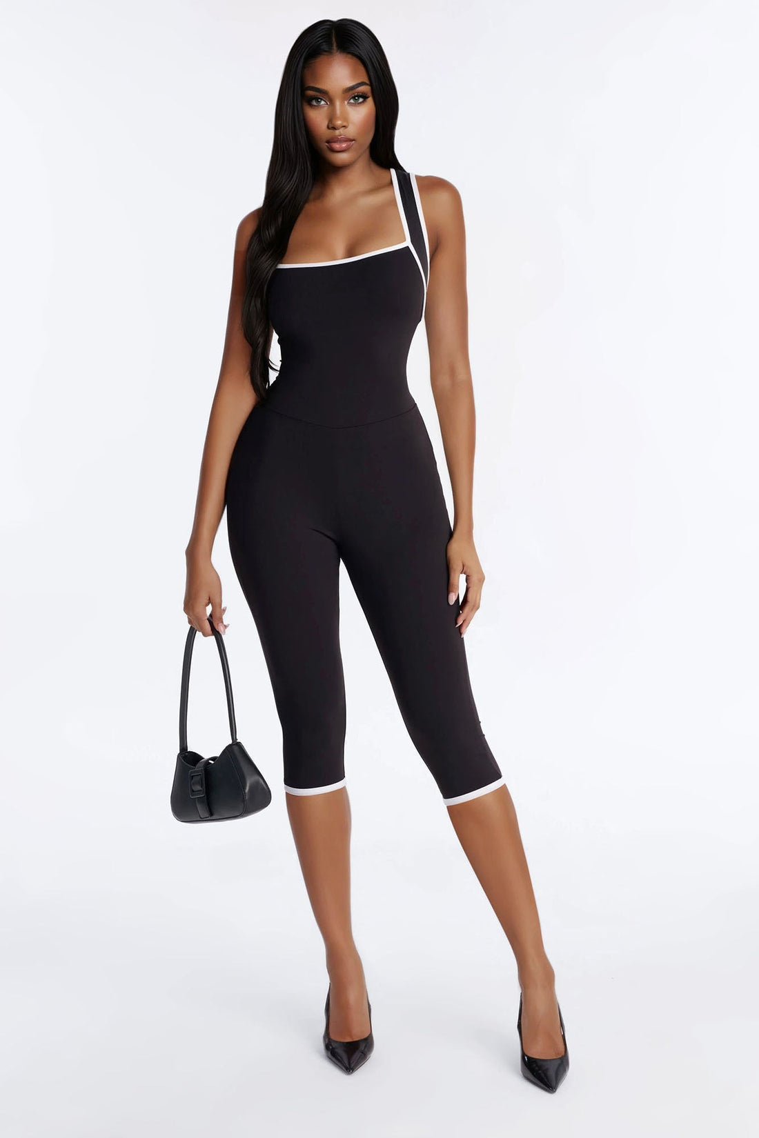 Easy Days Capri Jumpsuit - Black/White