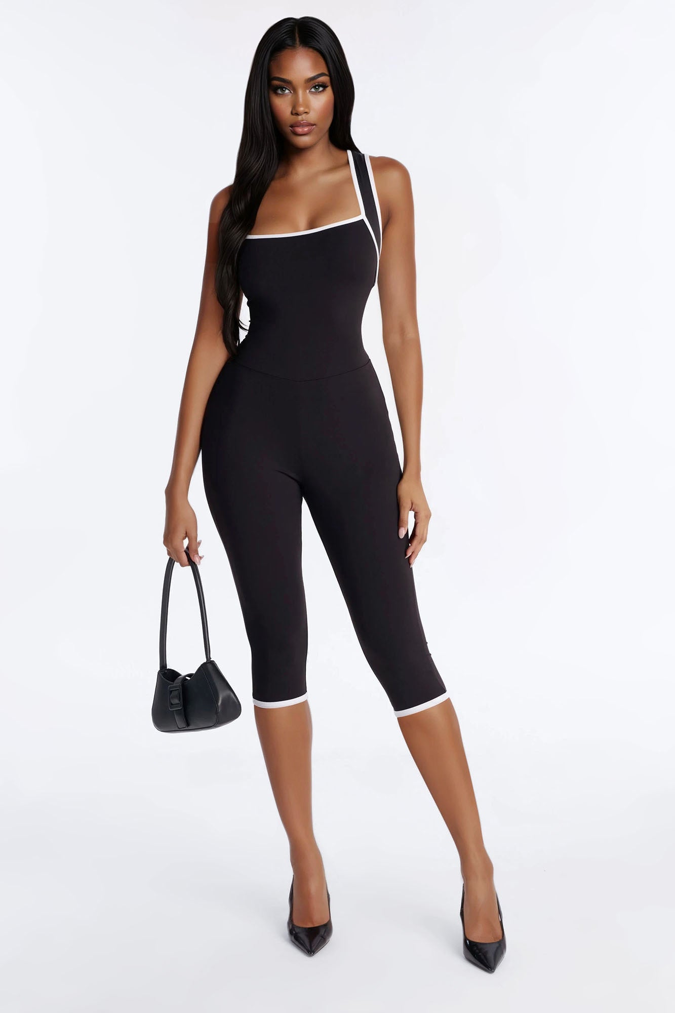 Easy Days Capri Jumpsuit - Black/White
