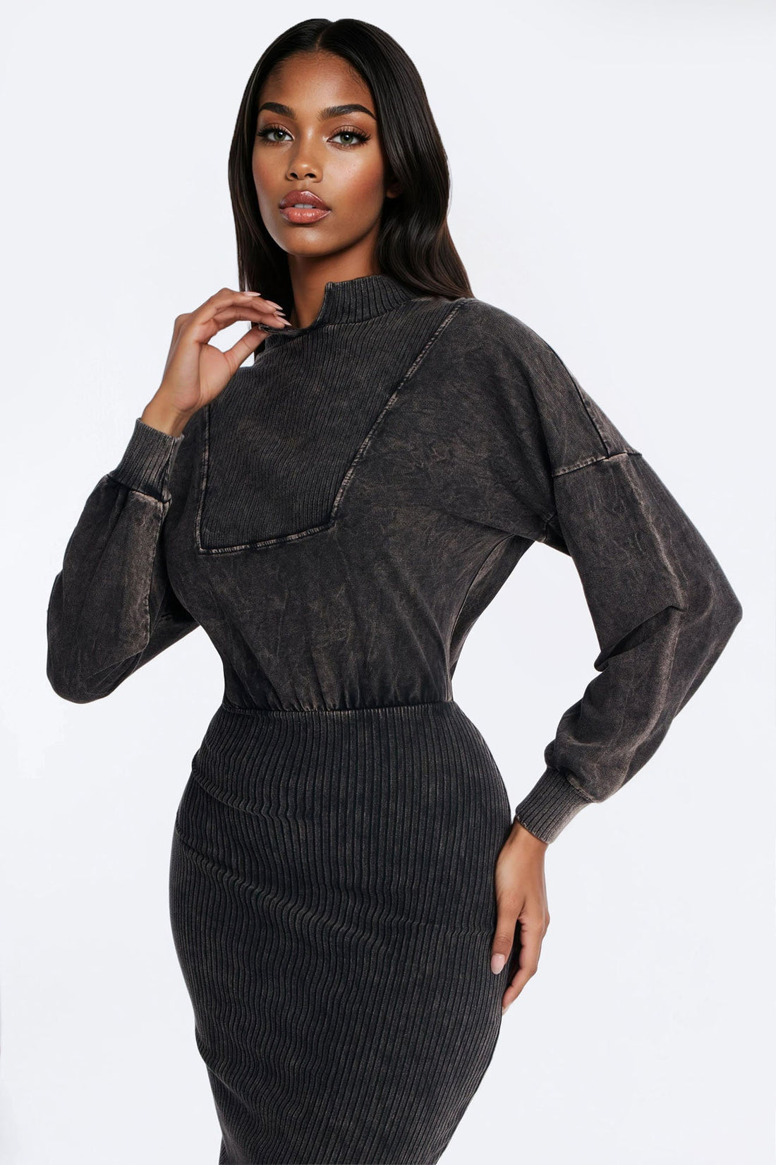 Chey Sweater Midi Dress - Black