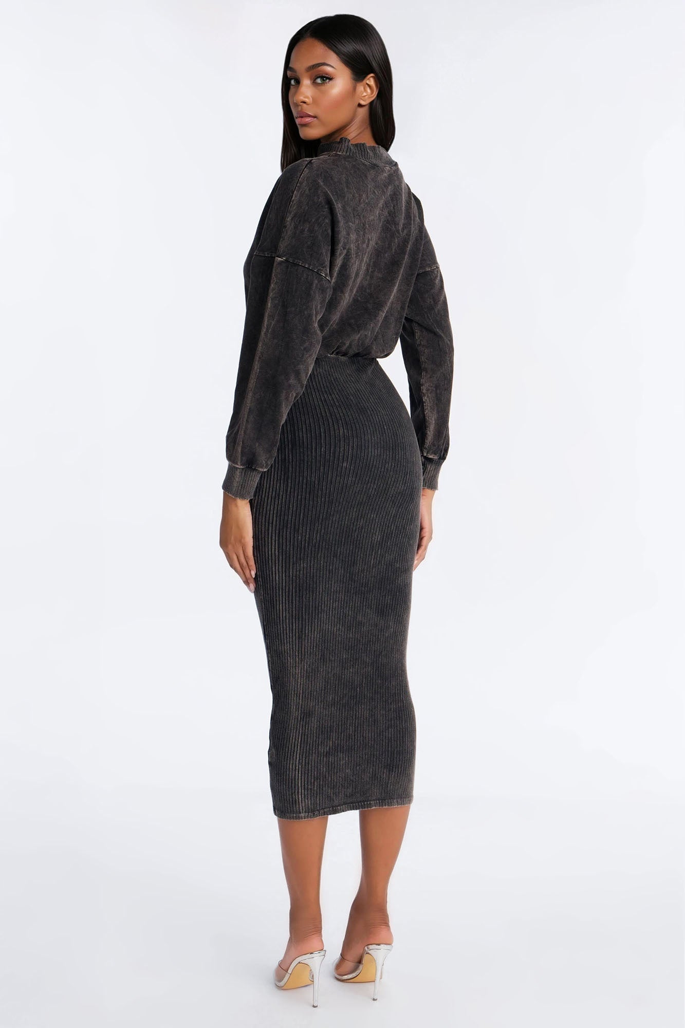 Chey Sweater Midi Dress - Black