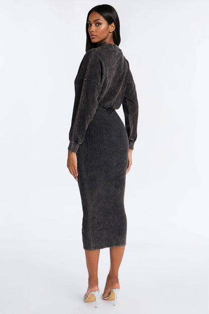 Chey Sweater Midi Dress - Black