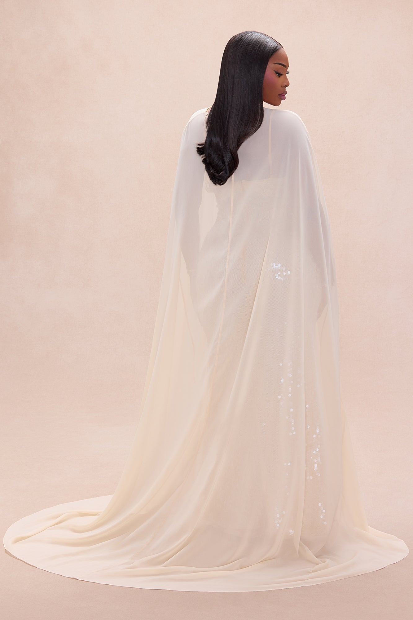 Ophelia Cape Sequin Maxi Dress - Champagne